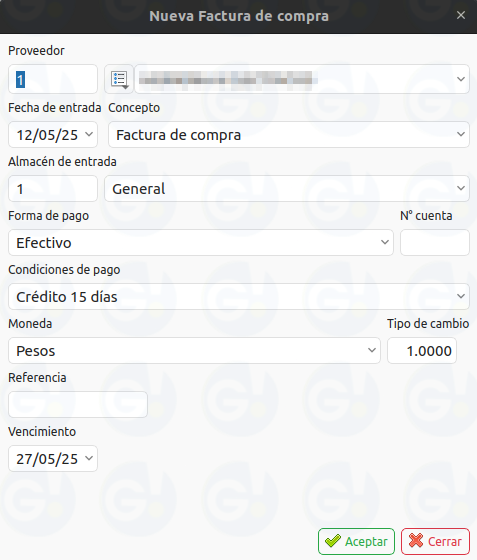 generacion de factura de compra