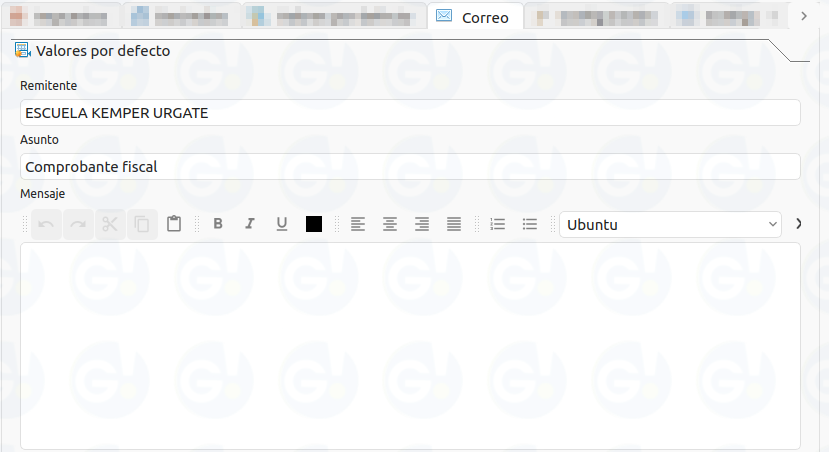 valores por defecto correo