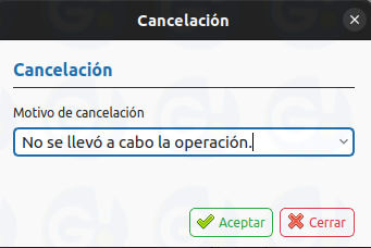 motivo cancelacion