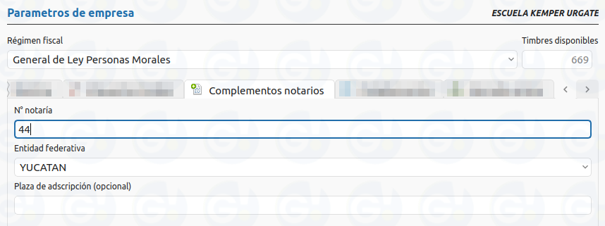 pestaña complemento notarios