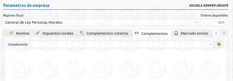 pestaña complementos